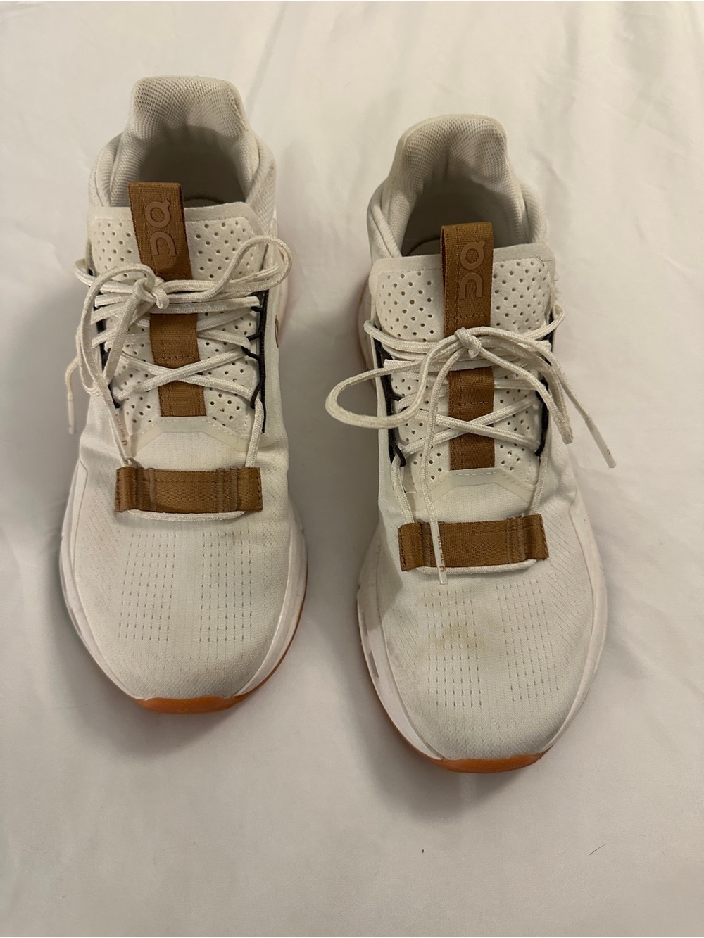 Women's Athletic Sneakers in White and Tan